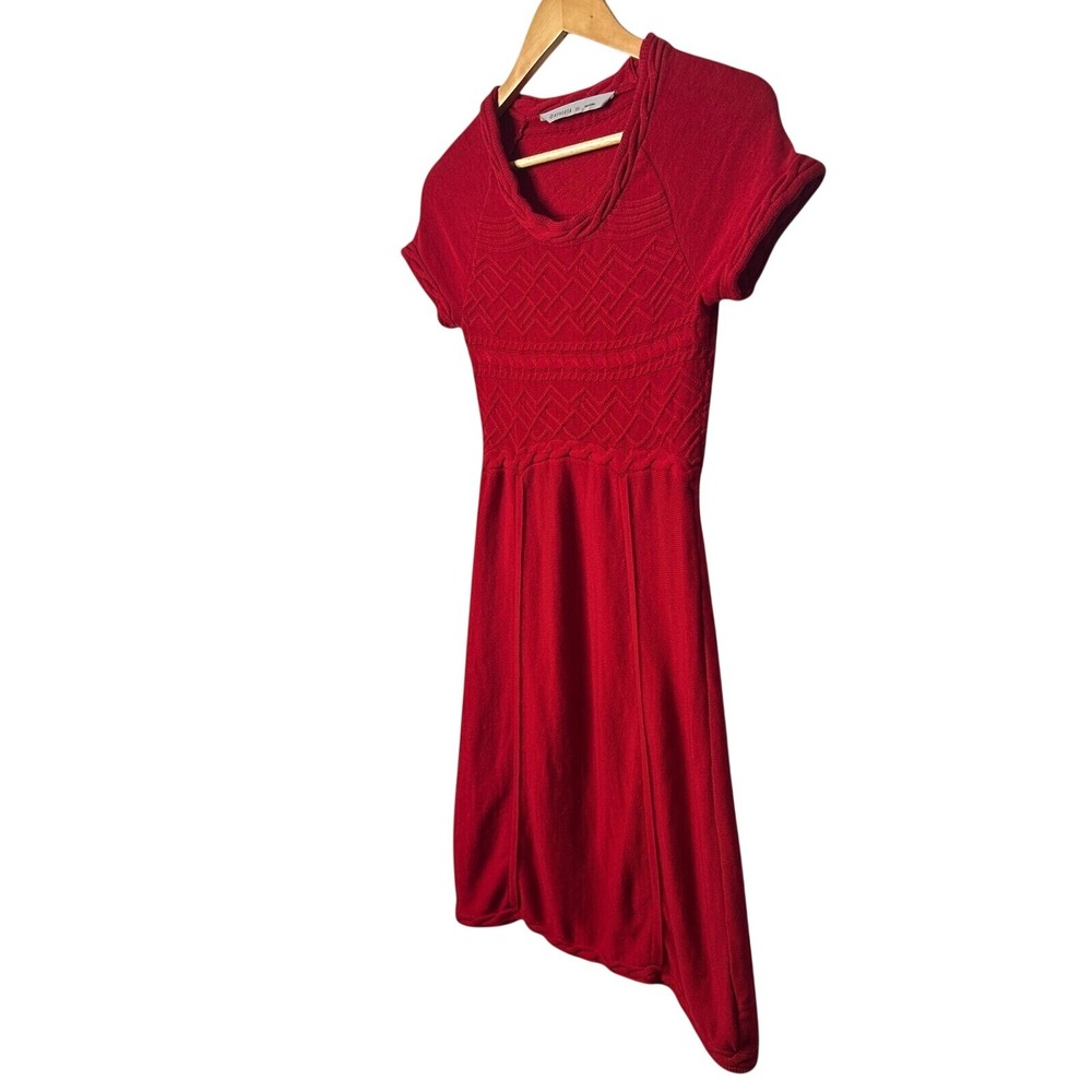 Athleta Alta Sweater Dress XS Red Organic Cotton Wool Braided Twee Collegiate - Picture 9 of 15